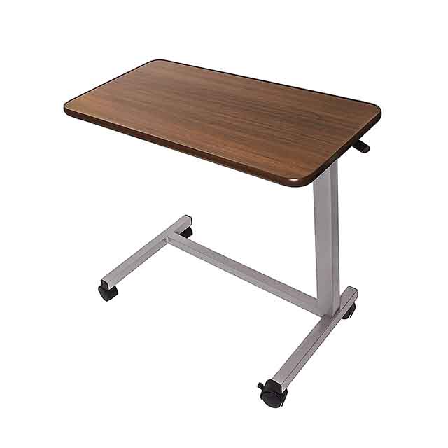 Hospital Adjustable Small Overbed Table with Wheels And Storage 