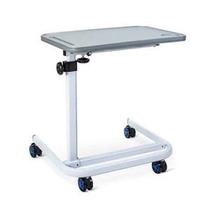 Adjustable Hospital over Bed Table on Wheels with Storage