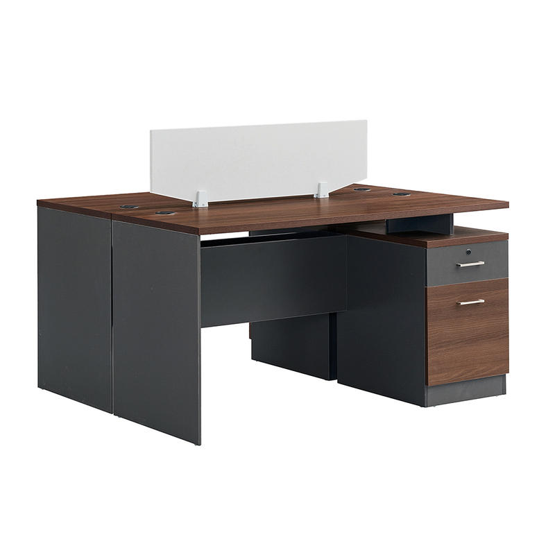 2 People Workstation Partition Office Table with File Cabinet with Panel