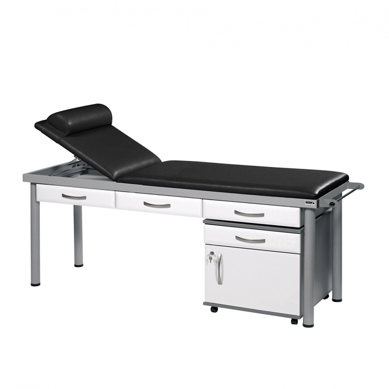 Adjustable Black Sports Medicine Treatment Table with Storage for Athletic Training 
