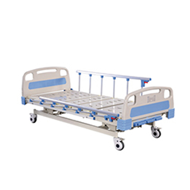 hospital bed with manual crank and adjustable metal clinical medical bed with side rails