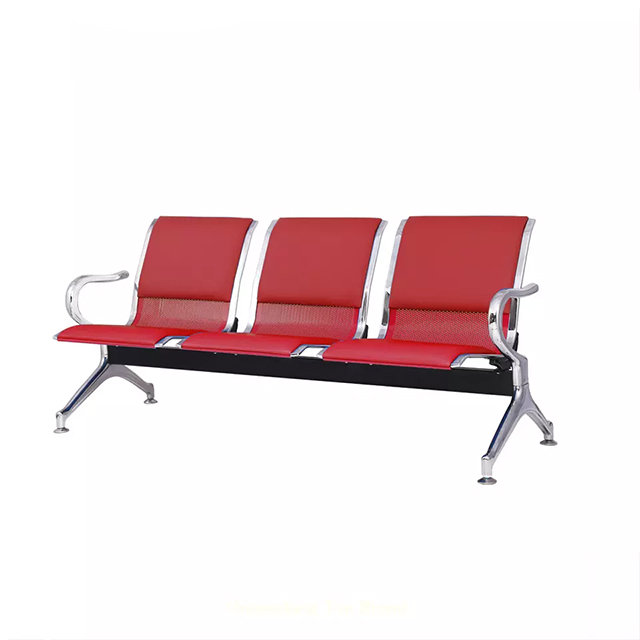 red Waiting Room Reception Chair with Arms 3-Seat Bench Beam chair