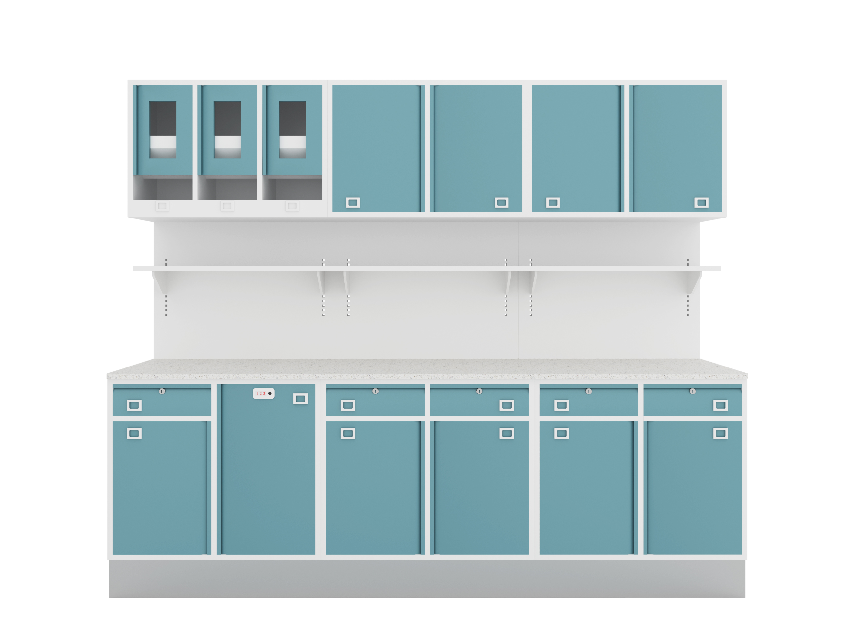 Blue Aluminum Garage Cabinet System