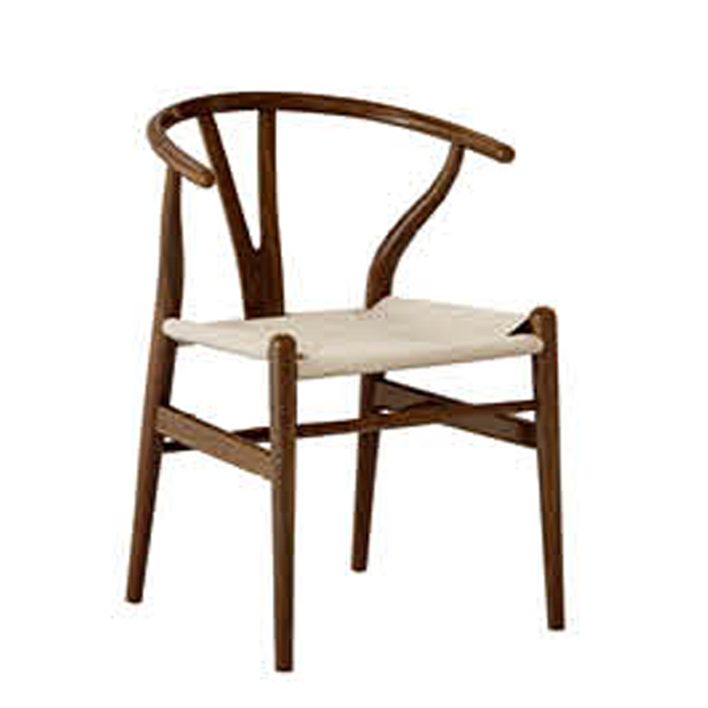 Wishbone Dining Chairs with Woven Cord Seats and Horseshoe Armrests