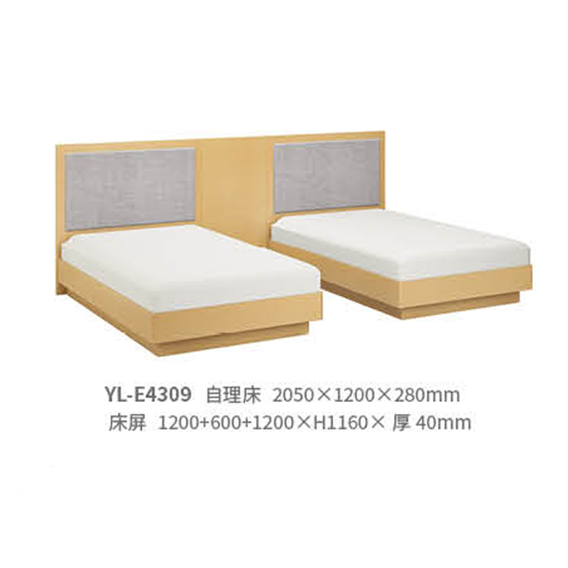 wood separate double bed upholstered bed