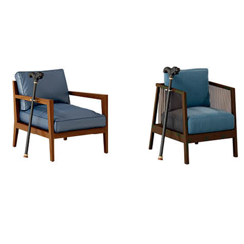 2 Piece wood Dining Chair with Spectrum Indigo Cushions