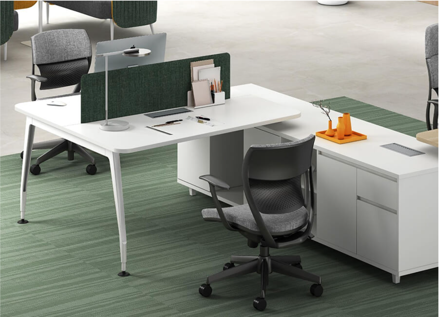Modern 4 Legs Sit-to-stand L-shaped Office Furniture Office Desks 1 Person Workstation