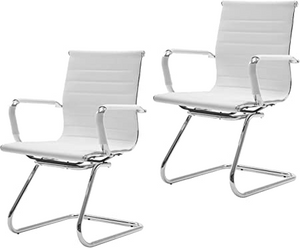 White Leather Tall Desk Chair for Reception Counter