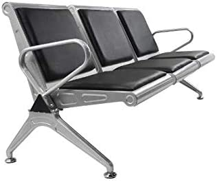 Leather 3 Seater Ergonomic Chair with Arms for Reception Area