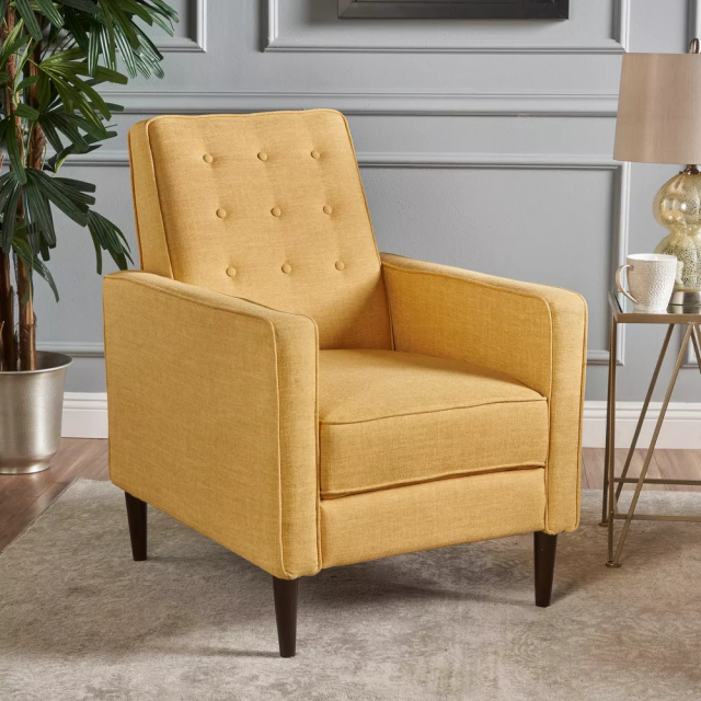 Yellow High Leg Reclining Chair with Low Back